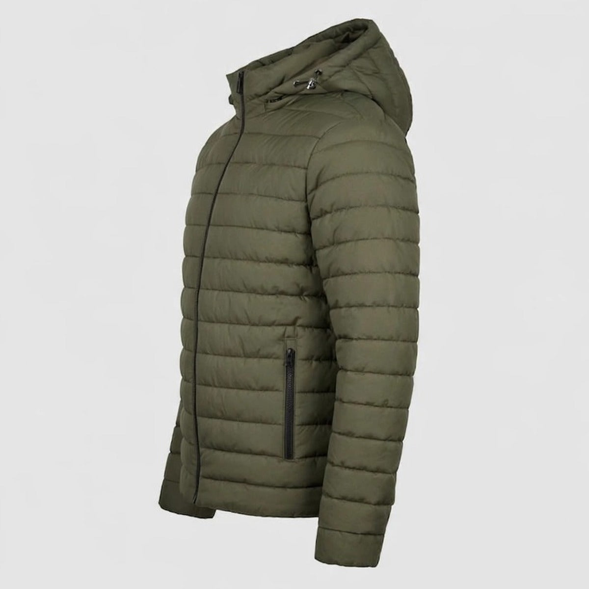 Vellor Hooded Puffer Olive, side view