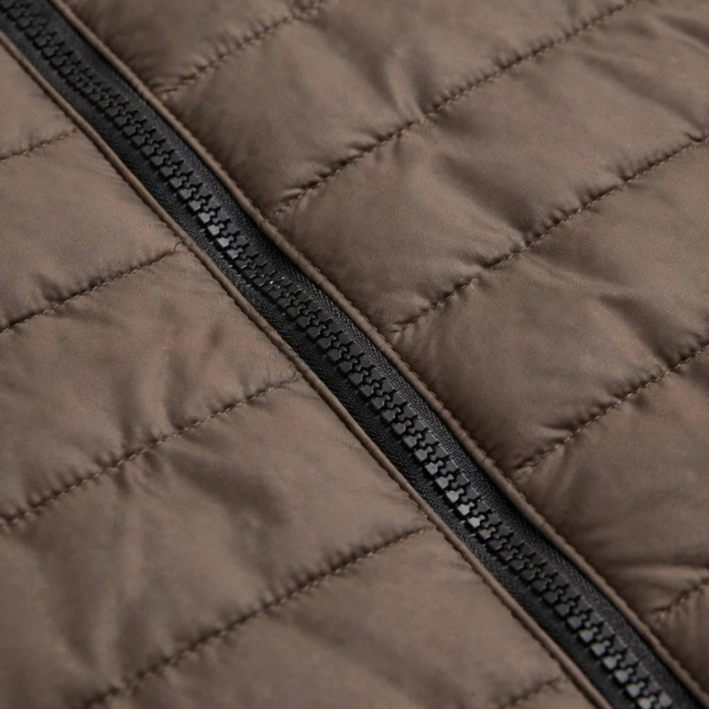 Vellor Lightweight Puffer Brown, zip and fabric detail