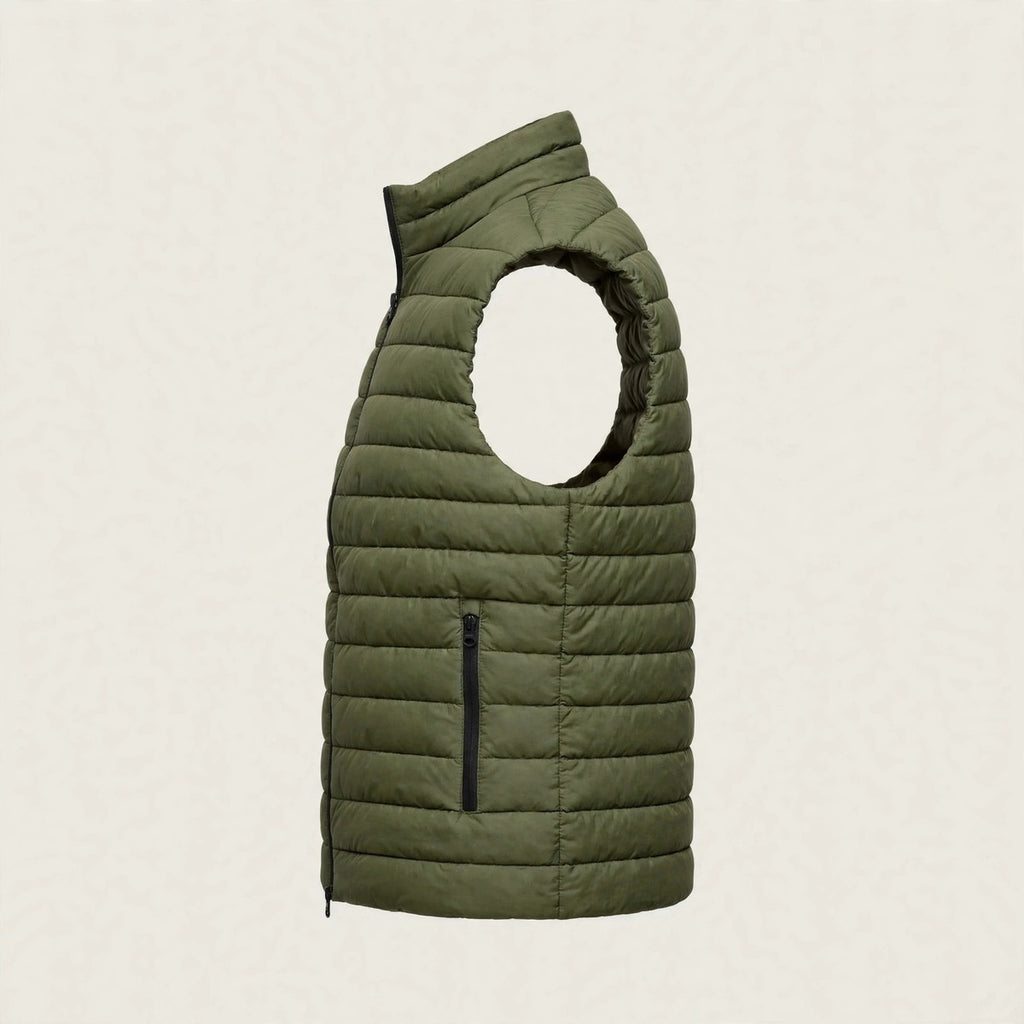 Vellor Puffer Vest Olive, side view